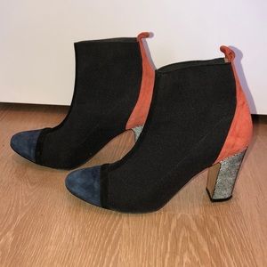 Mod Color Block Sock Boot Suede